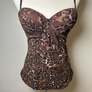 Virtual Sensuality Body's Women 38 Corset Padded Underwire Bustier Leopard Print